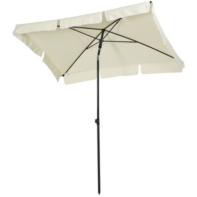 Rectangular tilting parasol aluminum steel high density polyester diameter 2 m light beige
