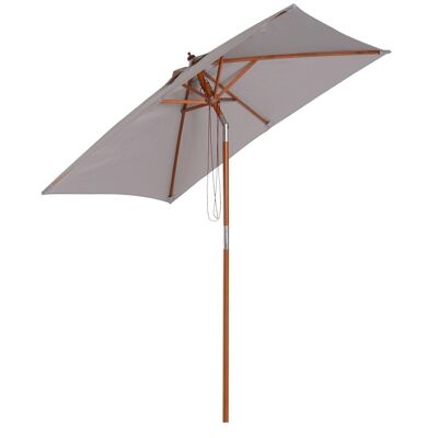 Paraguas basculante rectangular madera poliester alta densidad 2L x 1.5W x 2.3H m gris claro