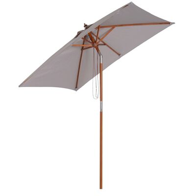 Parasol rectangulaire inclinable bois polyester haute densité 2L x 1,5l x 2,3H m gris clair