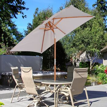 Parasol rectangulaire inclinable bois polyester haute densité 2L x 1,5l x 2,3H m gris clair 2