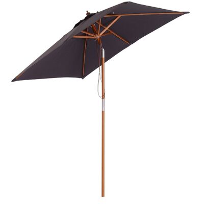 Rectangular tilting umbrella high density polyester wood 2L x 1.5W x 2.3H m dark gray