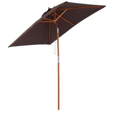 Parasol rectangulaire inclinable bois polyester haute densité 2L x 1,5l x 2,3H m chocolat