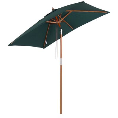 Rectangular tilting parasol high density polyester wood 2L x 1.5W x 2.3H m dark green