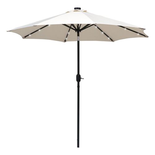 Parasol octogonal inclinable Ø 2,7 x 2,4 m lumineux solaire 24 LED polyester haute densité 180 g/m² crème