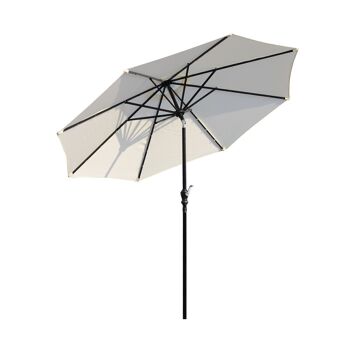 Parasol octogonal inclinable Ø 2,7 x 2,4 m lumineux solaire 24 LED polyester haute densité 180 g/m² crème 4