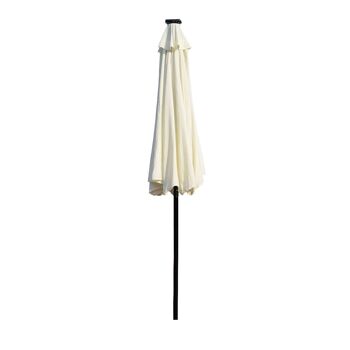 Parasol octogonal inclinable Ø 2,7 x 2,4 m lumineux solaire 24 LED polyester haute densité 180 g/m² crème 5