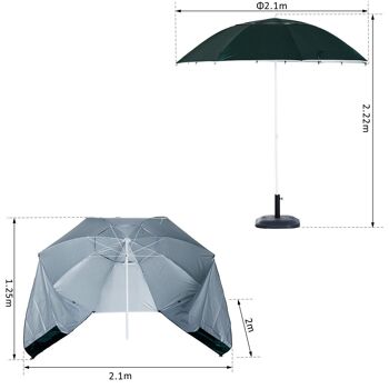 Parasol abri solaire ?2,1 x 2,22H cm protection UPF 50 +  sac transport fourni vert foncé 3