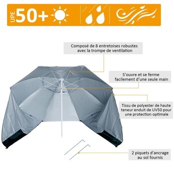 Parasol abri solaire ?2,1 x 2,22H cm protection UPF 50 +  sac transport fourni vert foncé 5