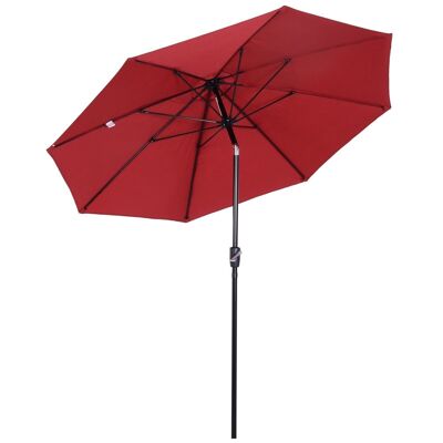 Paraguas basculante aluminio fibra de vidrio poliéster diámetro 2,65 m color rojo