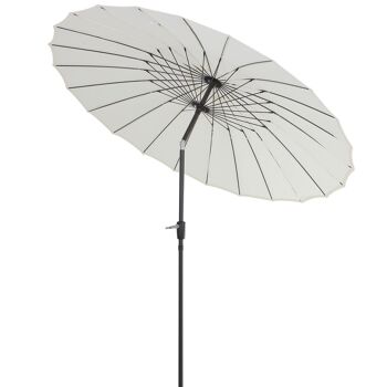Parasol inclinable rond avec manivelle aluminium fibre de verre polyester diamètre 2,60 m coloris crème 1
