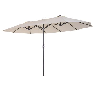 XXL garden parasol large size parasol 4.6L x 2.7W x 2.4H m opening closing crank high density polyester steel cream