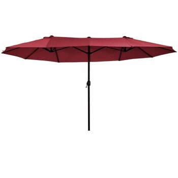 Parasol de jardin XXL parasol grande taille 4,6L x 2,7l x 2,4H m ouverture fermeture manivelle acier polyester haute densité bordeaux 1