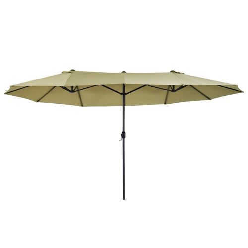 Parasol de jardin XXL parasol grande taille 4,6L x 2,7l x 2,4H m ouverture fermeture manivelle acier polyester haute densité marron