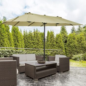 Parasol de jardin XXL parasol grande taille 4,6L x 2,7l x 2,4H m ouverture fermeture manivelle acier polyester haute densité marron 2