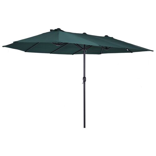 Parasol de jardin XXL parasol grande taille 4,6L x 2,7l x 2,4H m ouverture fermeture manivelle acier polyester haute densité vert