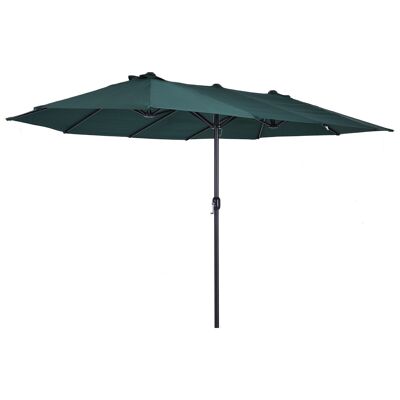 XXL garden parasol large size parasol 4.6L x 2.7W x 2.4H m opening closing crank high density polyester steel green