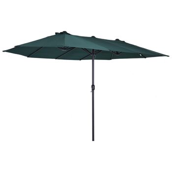 Parasol de jardin XXL parasol grande taille 4,6L x 2,7l x 2,4H m ouverture fermeture manivelle acier polyester haute densité vert 1