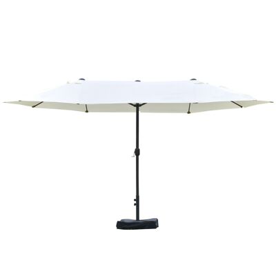 XXL garden parasol large size parasol 4.6L x 2.7W x 2.4H cm opening closing crank high density polyester steel cream