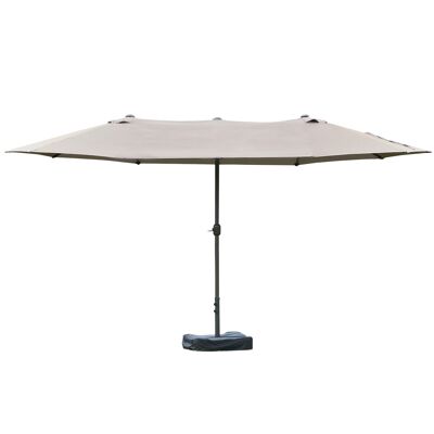XXL garden parasol large size parasol 4.6L x 2.7W x 2.4H cm opening closing crank high density polyester steel light gray