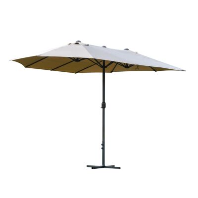 XXL-Gartensonnenschirm, großer Sonnenschirm, 4,6 L x 2,7 B x 2,4 H m, Öffnungs- und Schließkurbel, hochdichter Polyesterstahl, Kaffee-Latte