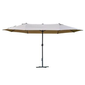 Parasol de jardin XXL parasol grande taille 4,6L x 2,7l x 2,4H m ouverture fermeture manivelle acier polyester haute densité café latte 5