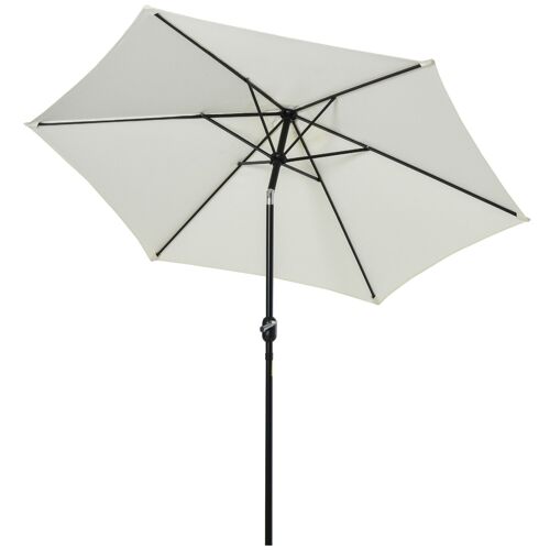 Parasol inclinable de jardin balcon terrasse manivelle toile polyester imperméabilisée haute densité 180 g/m² Ø2,7 x 2,35H m alu crème