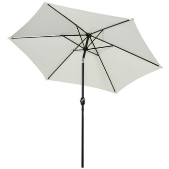 Parasol inclinable de jardin balcon terrasse manivelle toile polyester imperméabilisée haute densité 180 g/m² Ø2,7 x 2,35H m alu crème 1