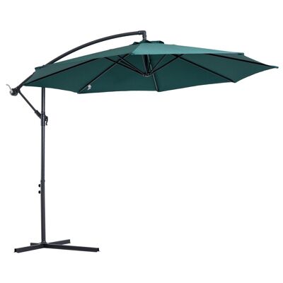 Parasol déporté octogonal inclinable manivelle pied acier Ø 3 x 2,5H m vert