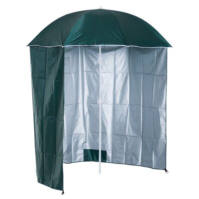 Parasol de plage Ø 2,2 x 2,2H cm protection UPF 50 + sac transport, sardines et lestage intégrés vert foncé