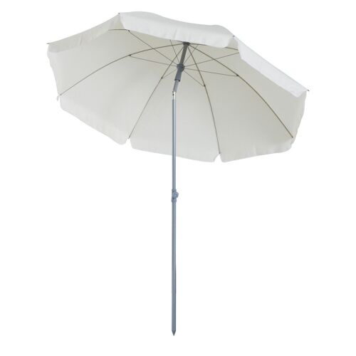 Parasol inclinable octogonal de jardin Ø 2,2 x 2,3 H m métal polyester crème