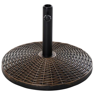 Round parasol base ballast base Ø 53 x 35.5 cm imitation rattan resin net weight 25 Kg black bronze