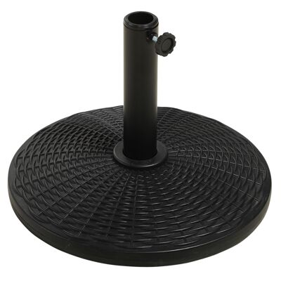 Round parasol base ballast base Ø 44 x 32 cm resin imitation rattan net weight 11 Kg black