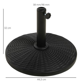 Pied de parasol rond base de lestage Ø 44 x 32 cm résine imitation rotin poids net 11 Kg noir 3
