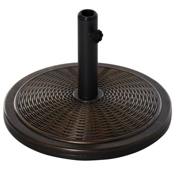 Pied de parasol rond base de lestage Ø 48 x 34 cm résine imitation rotin poids net 14 Kg noir bronze 1