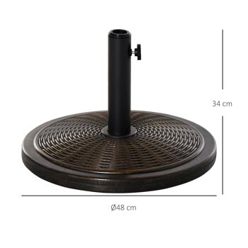 Pied de parasol rond base de lestage Ø 48 x 34 cm résine imitation rotin poids net 14 Kg noir bronze 3