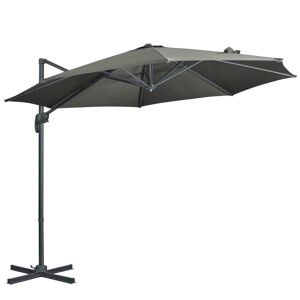 Parasol déporté octogonal inclinable manivelle avec pied en acier Ø 2,94 x 2,48H m