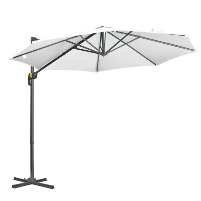 Cantilever octagonal cantilever umbrella with steel foot Ø 2.94 x 2.48H m white