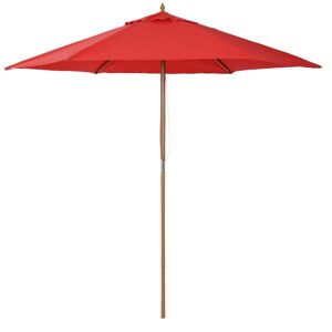 Parasol droit hexagonal de jardin grande taille dim. Ø 2,5 x 2,3H m bambou polyester