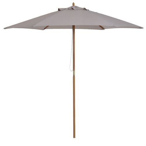 Parasol droit hexagonal de jardin grande taille dim. Ø 2,5 x 2,3H m bambou polyester gris