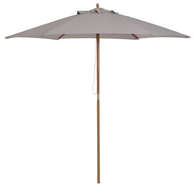 Large straight hexagonal garden parasol dim. Ø 2.5 x 2.3 H m gray polyester bamboo