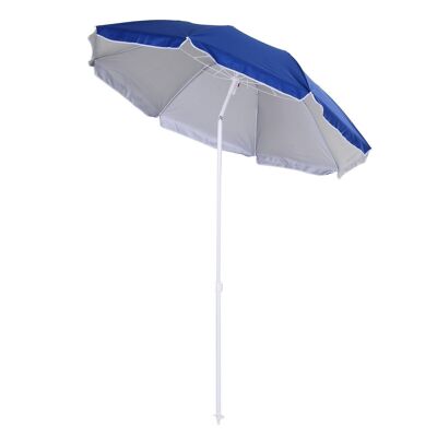 Tilting octagonal beach umbrella Ø 150 cm high density anti-UV polyester fabric removable pole carrying bag included blue