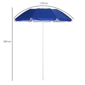 Parasol inclinable octogonal de plage Ø 150 cm tissu polyester haute densité anti-UV mât démontable sac de transport inclus bleu 3
