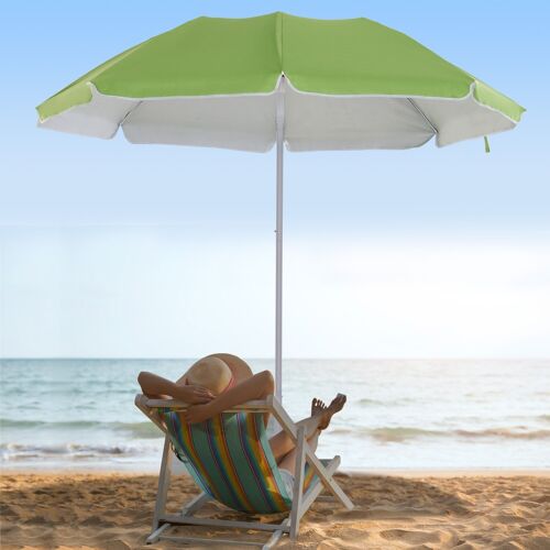 Parasol inclinable octogonal de plage Ø 150 cm tissu polyester haute densité anti-UV mât démontable sac de transport inclus vert