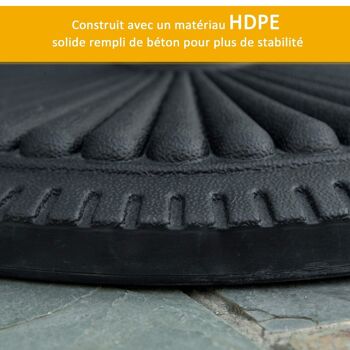 Pied de parasol base de lestage parasol rond ciment HDPE motif rosace Ø 49 cm poids net 15 Kg noir 2