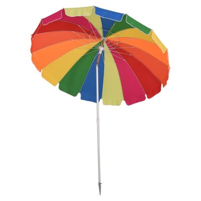 Tilting round parasol Ø 220 cm high density anti-UV polyester fabric removable aluminum pole carrying bag included multicolored