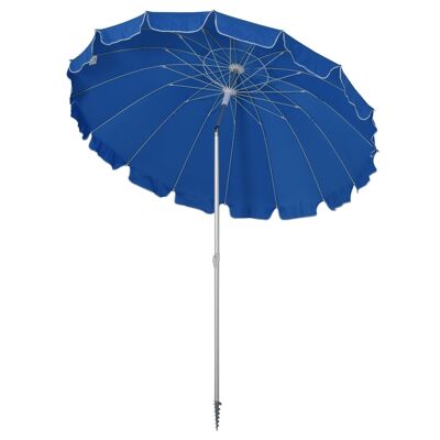 Tilting round parasol Ø 220 cm high density anti-UV polyester fabric removable aluminum pole carrying bag included blue
