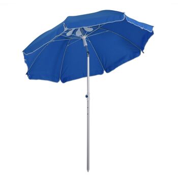 Parasol inclinable octogonal Ø 190 cm tissu polyester haute densité anti-UV hauteur réglable mât alu sac de transport inclus bleu 1