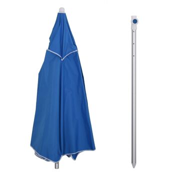 Parasol inclinable octogonal Ø 190 cm tissu polyester haute densité anti-UV hauteur réglable mât alu sac de transport inclus bleu 4