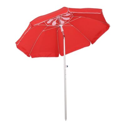 Parasol inclinable octogonal Ø 190 cm tissu polyester haute densité anti-UV hauteur réglable mât alu sac de transport inclus rouge