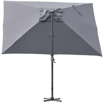 Parasol déporté carré parasol LED inclinable pivotant 360° manivelle piètement acier dim. 3L x 3l x 2,66H m 5